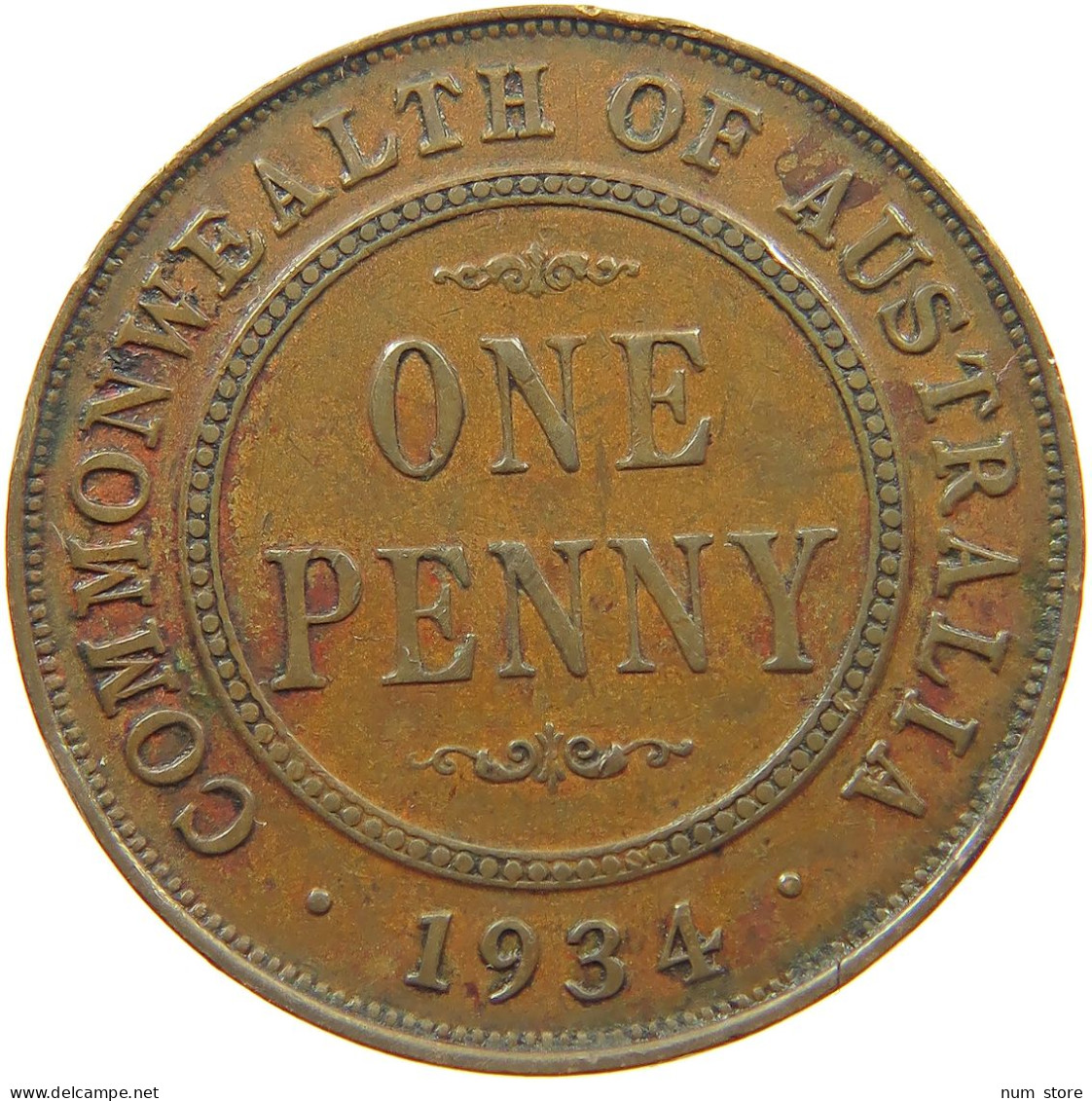 AUSTRALIA PENNY 1934 George V. (1910-1936) #s076 0543 - Penny