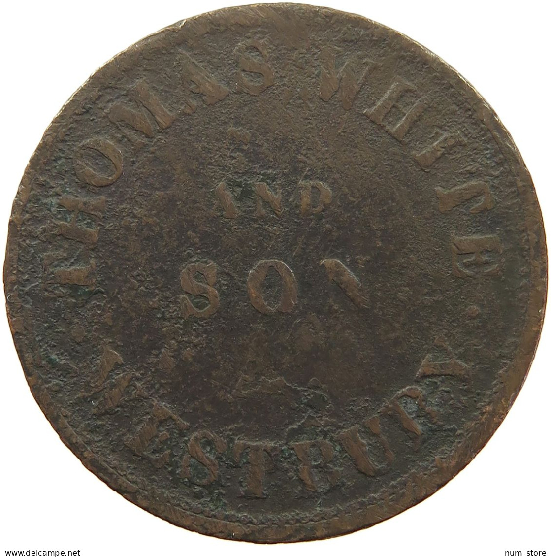 AUSTRALIA PENNY 1855 TASMANIA THOMAS WHITE WESTBURY #c054 0253 - Penny