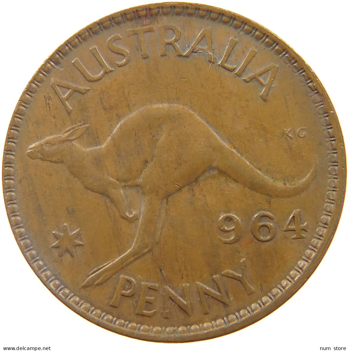 AUSTRALIA PENNY 1964 Elizabeth II. (1952-) MINTING ERROR WEAK 1 #c071 0419 - Penny