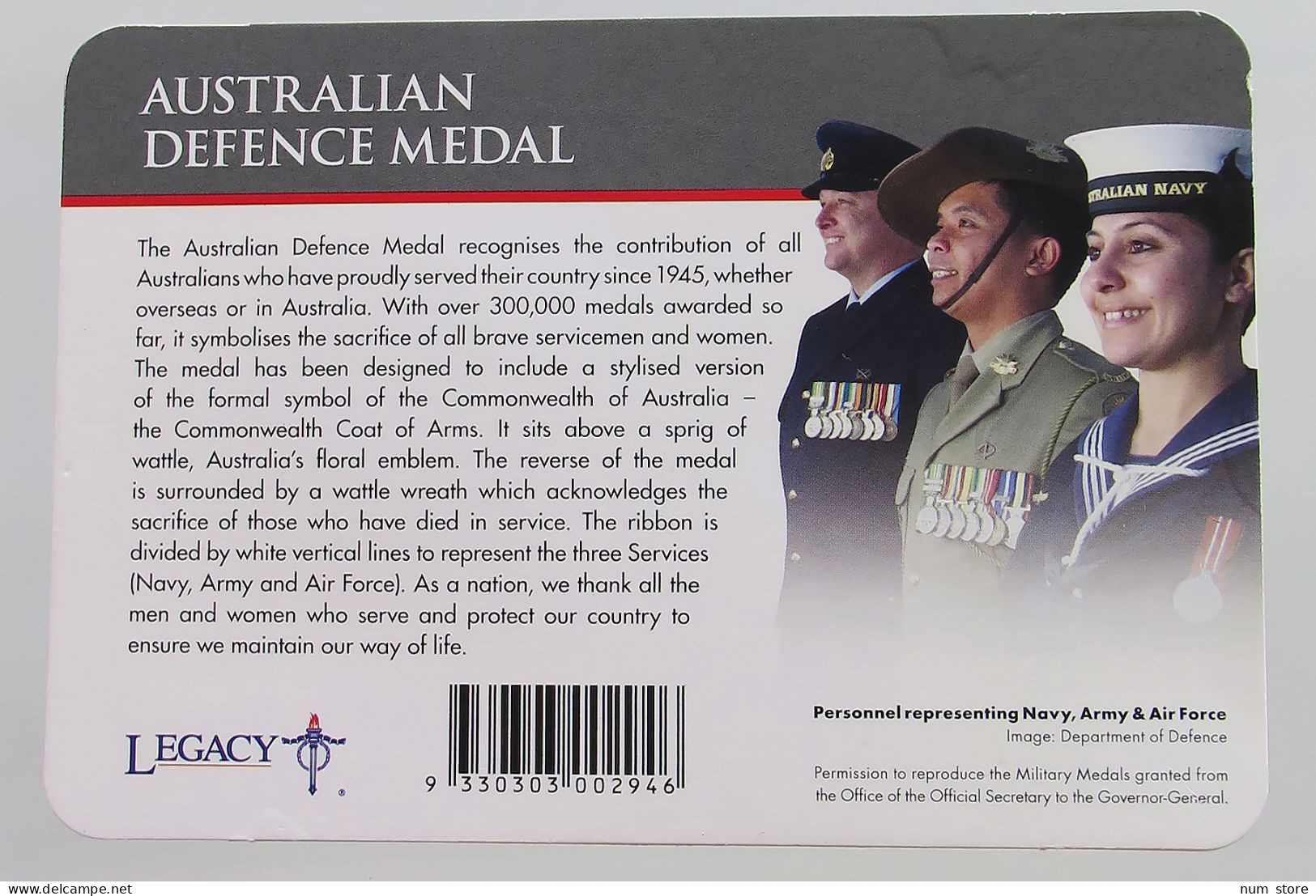 AUSTRALIA MEDAL  MEDAL DEFENCE #ns01 0217 - Unclassified