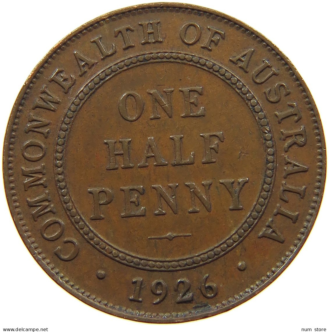 AUSTRALIA HALFPENNY 1926 George V. (1910-1936) #s077 0441 - ½ Penny