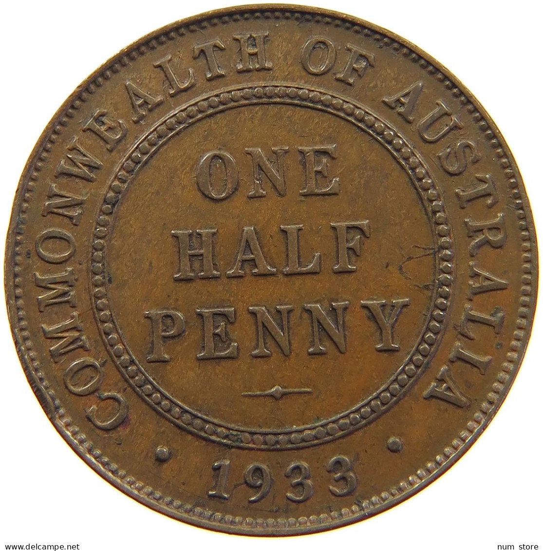 AUSTRALIA HALFPENNY 1933 George V. (1910-1936) #c052 0551 - ½ Penny