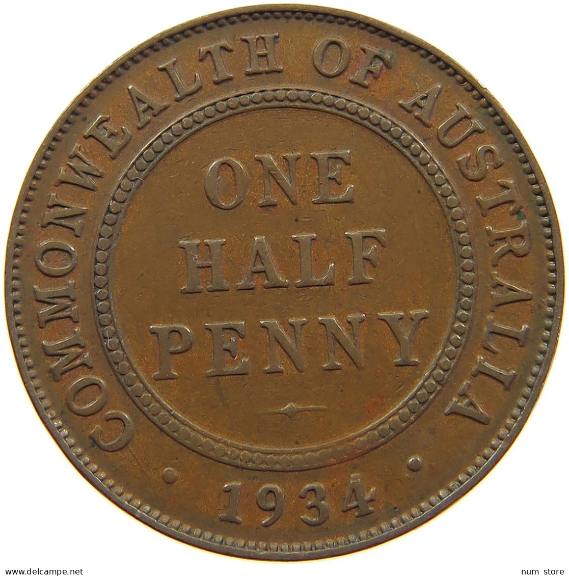 AUSTRALIA HALFPENNY 1934 George V. (1910-1936) #a066 0221 - ½ Penny