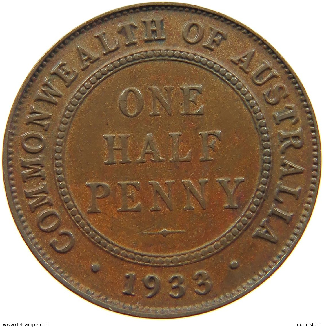 AUSTRALIA HALFPENNY 1933 George V. (1910-1936) #a066 0225 - ½ Penny