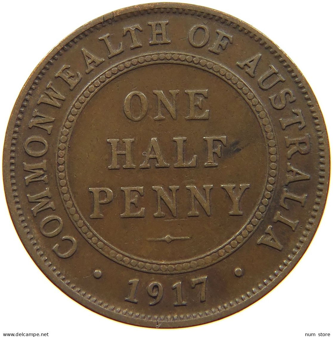 AUSTRALIA HALFPENNY 1917 George V. (1910-1936) #a066 0209 - ½ Penny