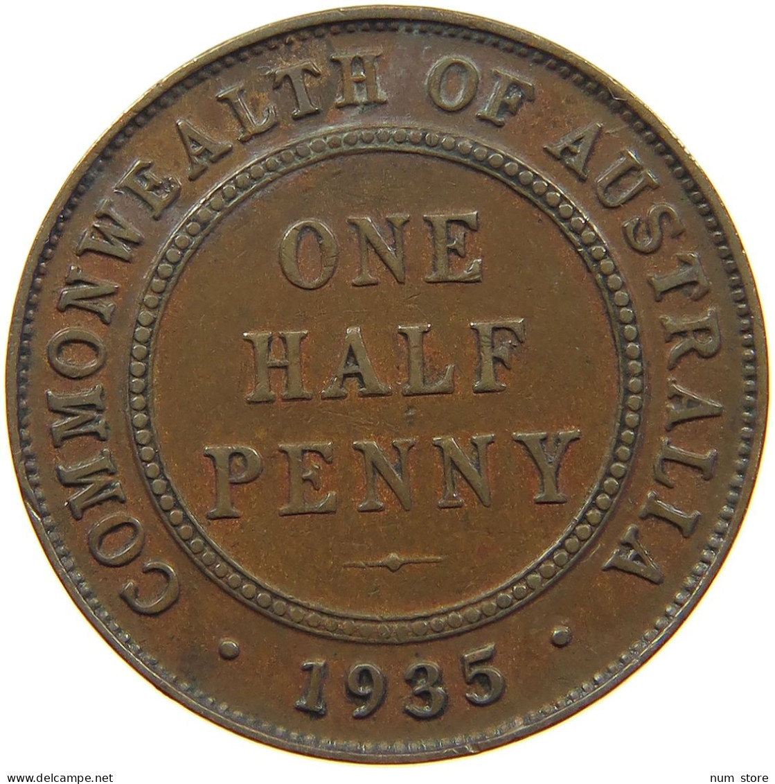 AUSTRALIA HALFPENNY 1935 George V. (1910-1936) #a066 0207 - ½ Penny