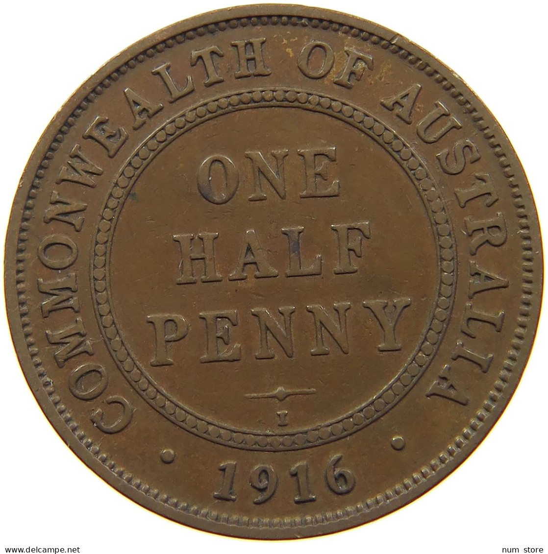 AUSTRALIA HALFPENNY 1916 I George V. (1910-1936) #a066 0205 - ½ Penny