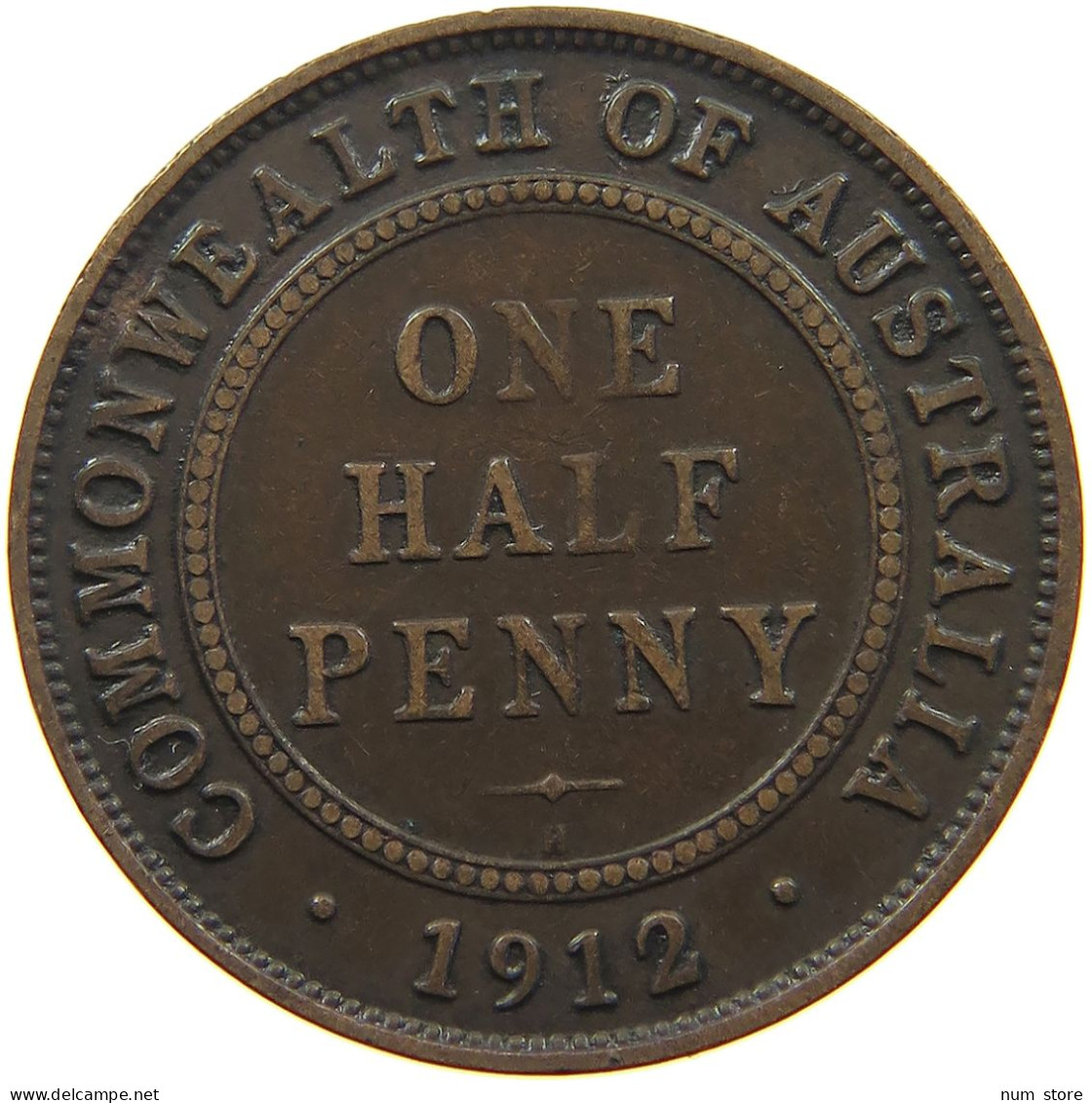 AUSTRALIA HALFPENNY 1912 H George V. (1910-1936) #a066 0193 - ½ Penny