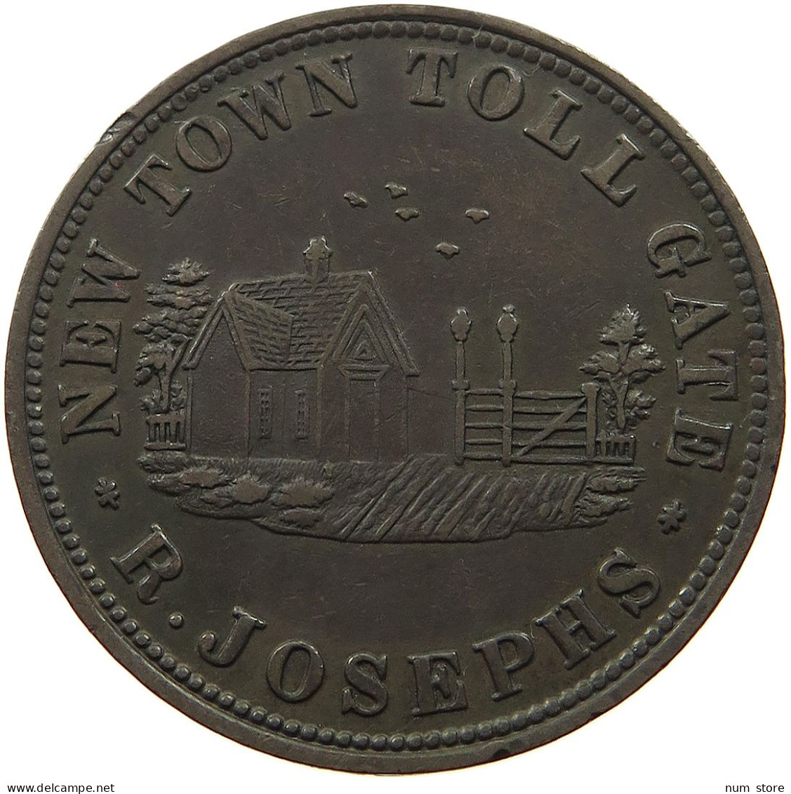 AUSTRALIA HALF PENNY TOKEN 1855 Victoria (1837-1901) R. JOSEPHS NEW TOWN TOLL GATE TASMANIA #t059 0211 - ½ Penny