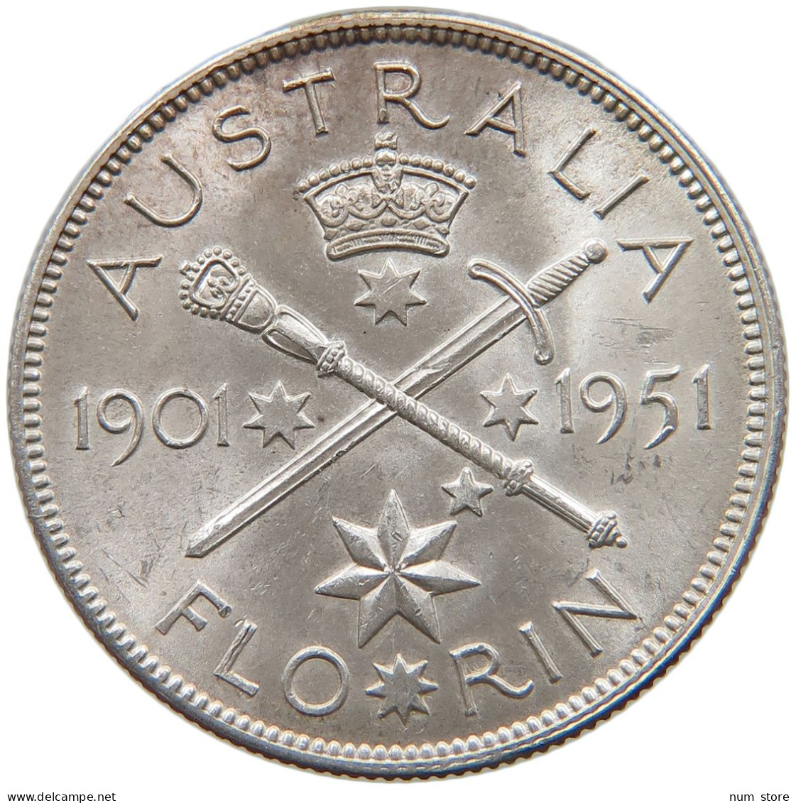 AUSTRALIA FLORIN 1951 George VI. (1936-1952) #t139 0183 - Florin