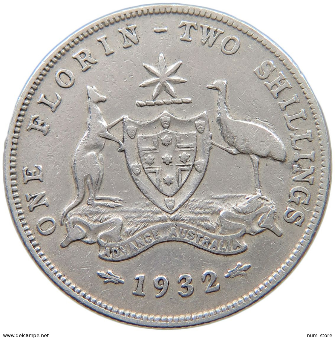 AUSTRALIA FLORIN 1932 George V. (1910-1936) RARE #t090 0353 - Florin