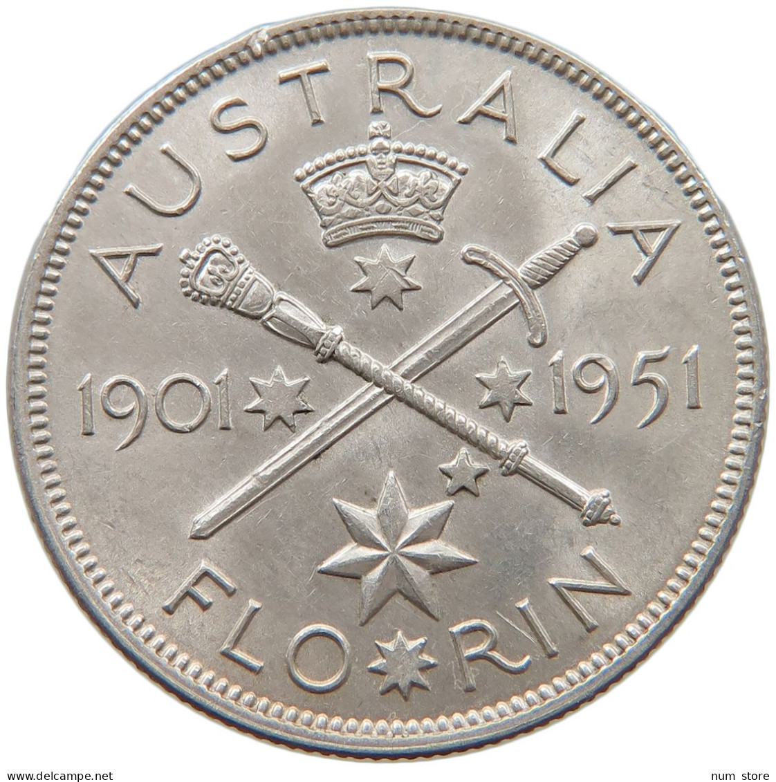 AUSTRALIA FLORIN 1951 George VI. (1936-1952) #s031 0063 - Florin