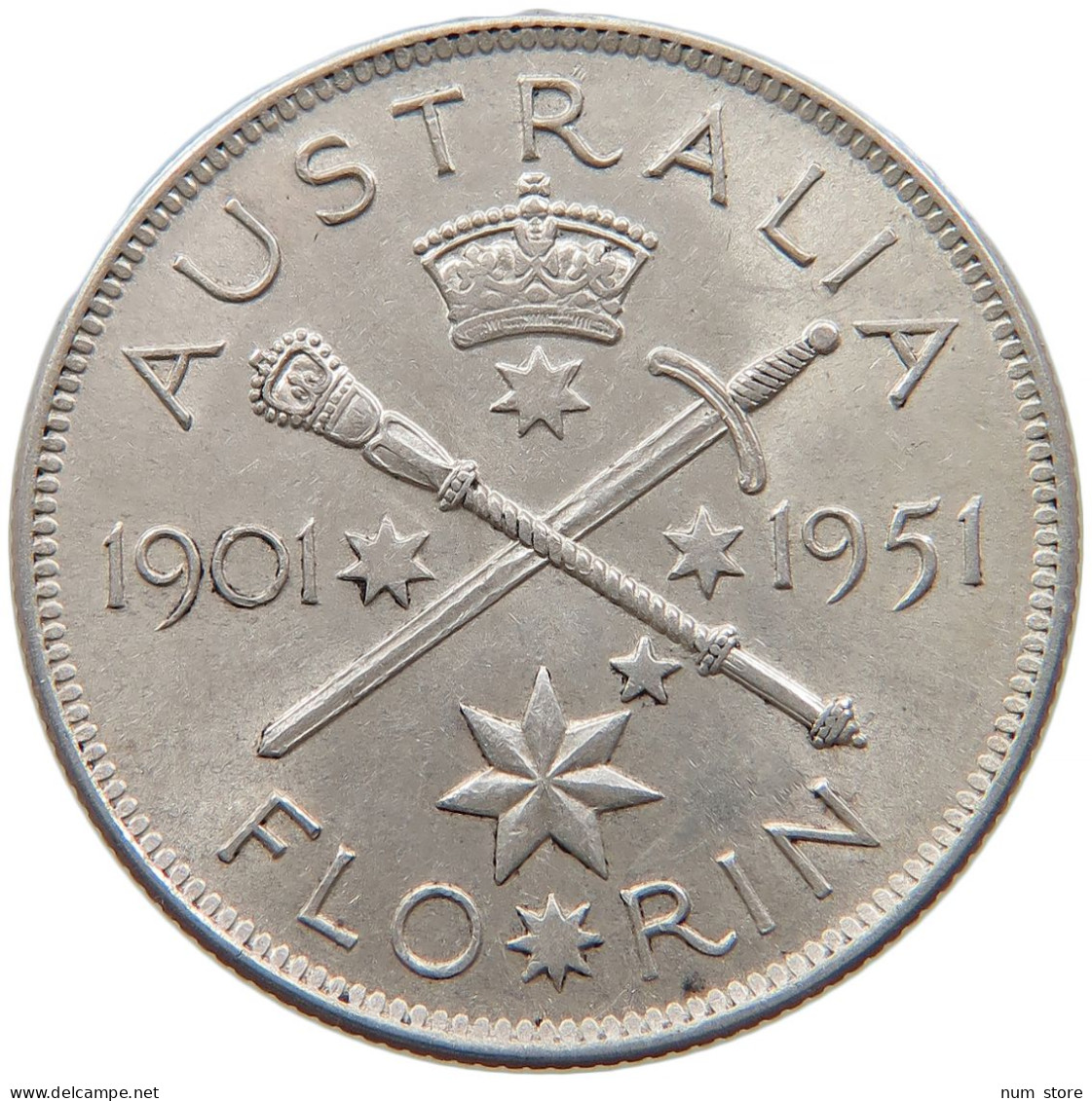 AUSTRALIA FLORIN 1951 George VI. (1936-1952) #t011 0079 - Florin