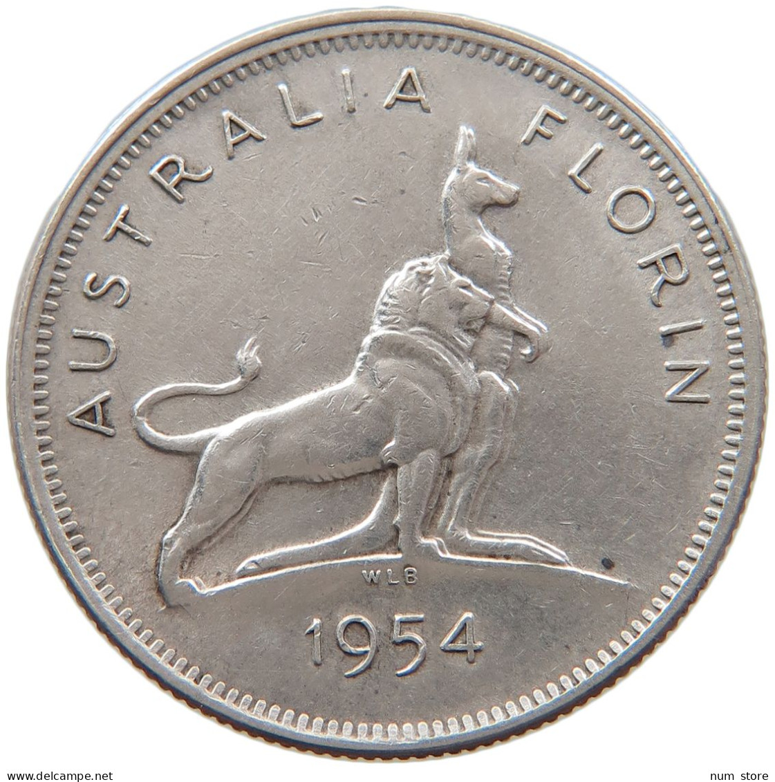 AUSTRALIA FLORIN 1954 Elizabeth II. (1952-) #s031 0057 - Florin