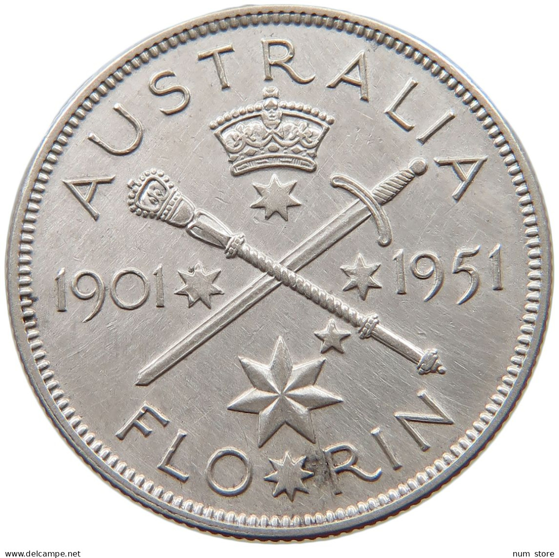 AUSTRALIA FLORIN 1951 George VI. (1936-1952) #s049 0043 - Florin