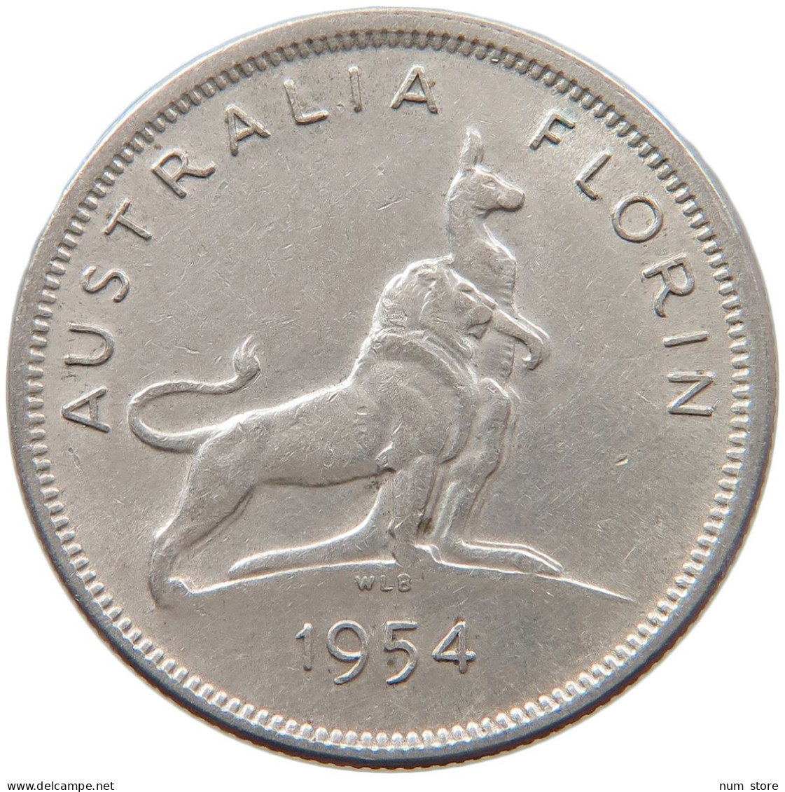 AUSTRALIA FLORIN 1954 Elizabeth II. (1952-) #s031 0059 - Florin