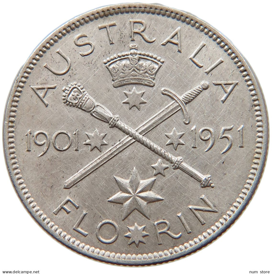 AUSTRALIA FLORIN 1951 George VI. (1936-1952) #s017 0223 - Florin