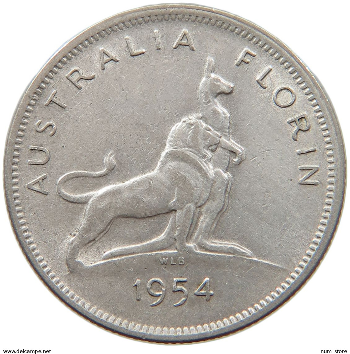 AUSTRALIA FLORIN 1954 Elizabeth II. (1952-) #s004 0217 - Florin