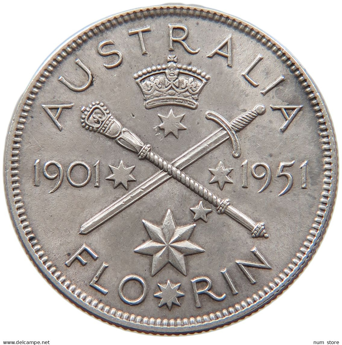 AUSTRALIA FLORIN 1951 George VI. (1936-1952) #s031 0037 - Florin