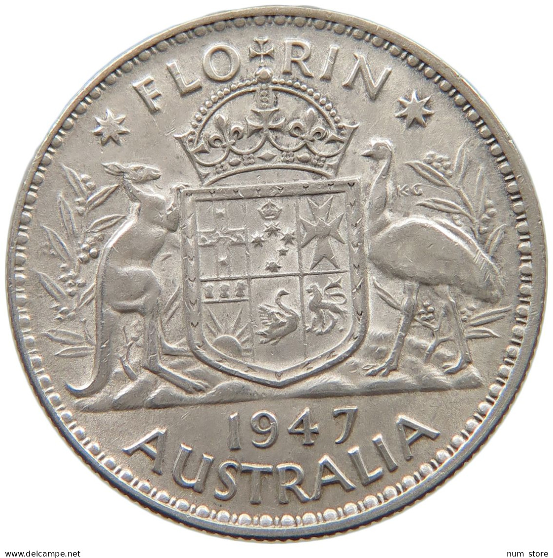 AUSTRALIA FLORIN 1947 George VI. (1936-1952) #c081 0663 - Florin