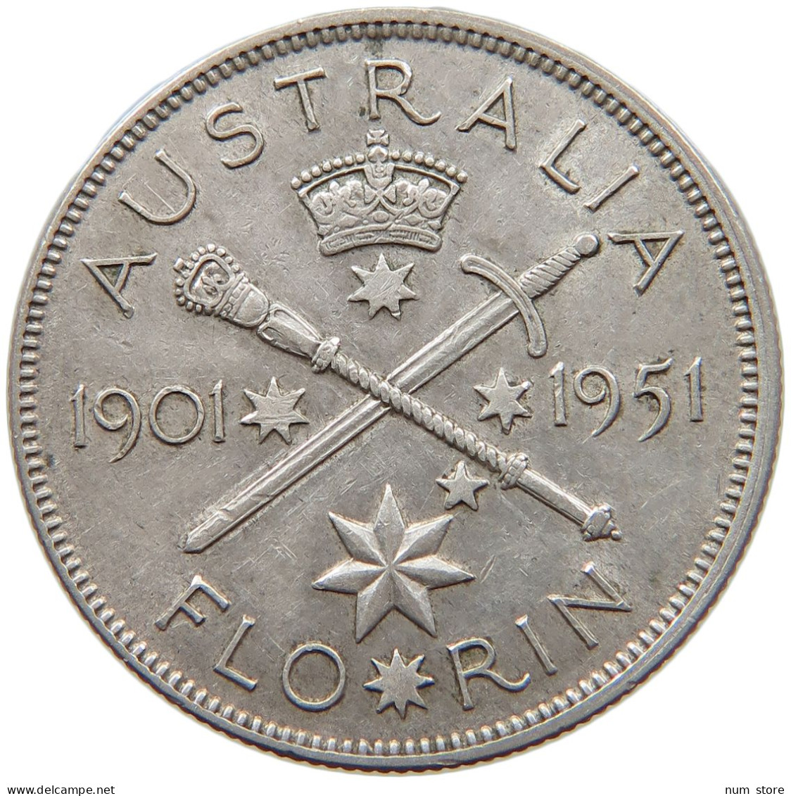 AUSTRALIA FLORIN 1951 George VI. (1936-1952) #s004 0215 - Florin