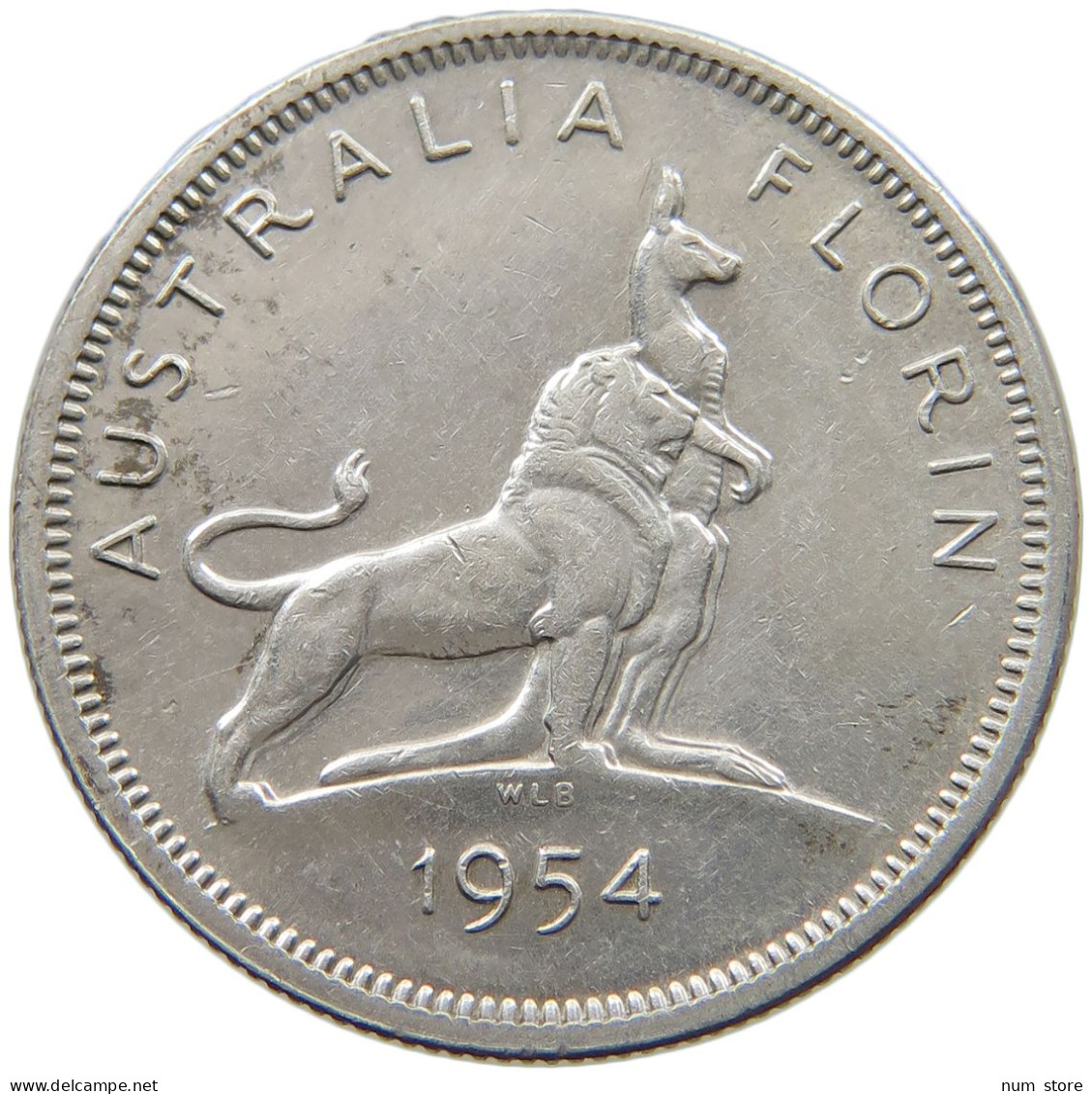 AUSTRALIA FLORIN 1954 Elizabeth II. (1952-) #c003 0085 - Florin