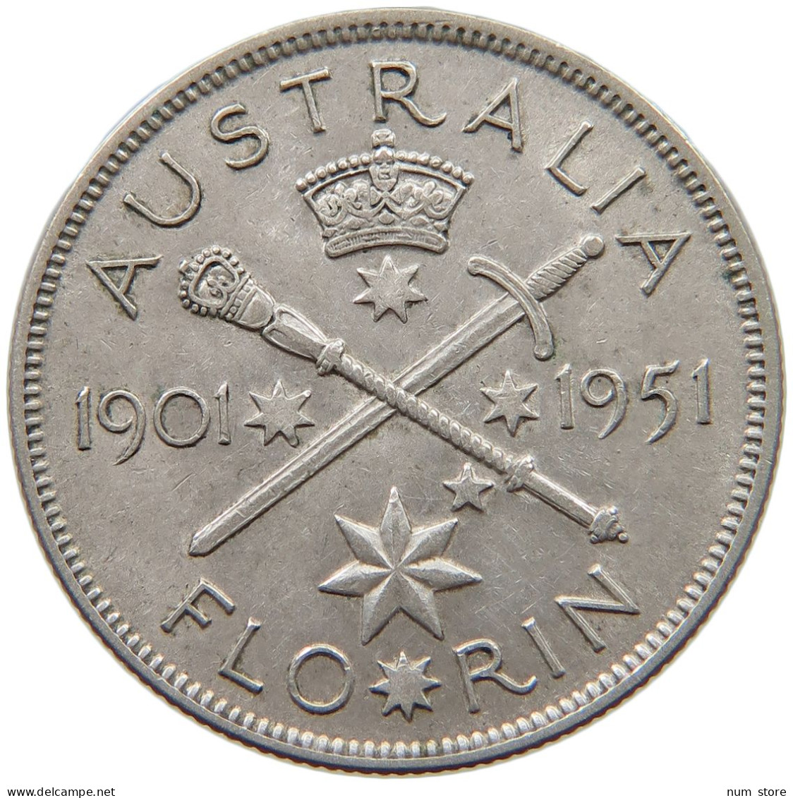 AUSTRALIA FLORIN 1951 George VI. (1936-1952) #c049 0041 - Florin