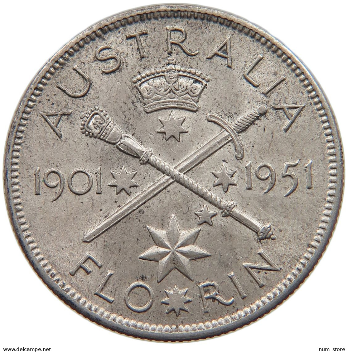 AUSTRALIA FLORIN 1951 George VI. (1936-1952) #c017 0621 - Florin