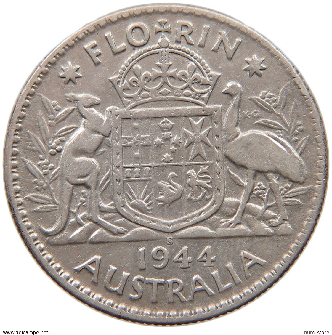 AUSTRALIA FLORIN 1944 George VI. (1936-1952) #c016 0245 - Florin