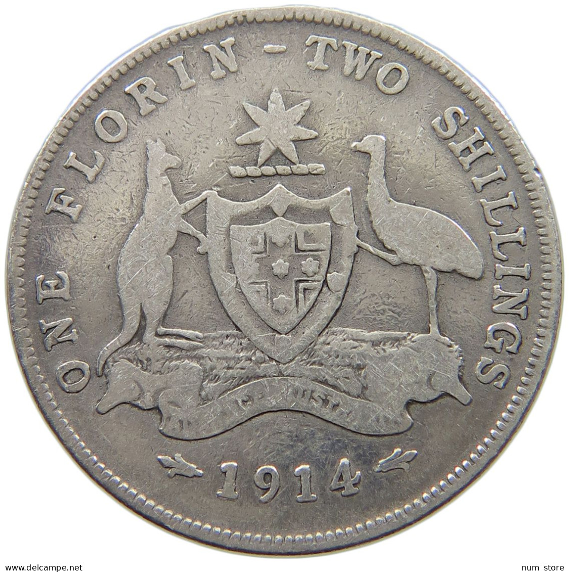 AUSTRALIA FLORIN 1914 George V. (1910-1936) #c003 0035 - Florin