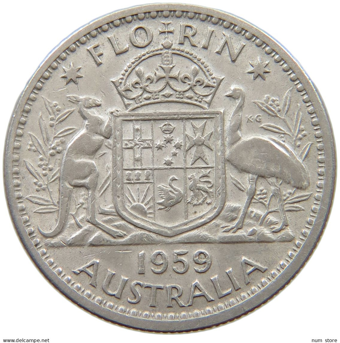 AUSTRALIA FLORIN 1959 Elizabeth II. (1952-) #a082 0165 - Florin