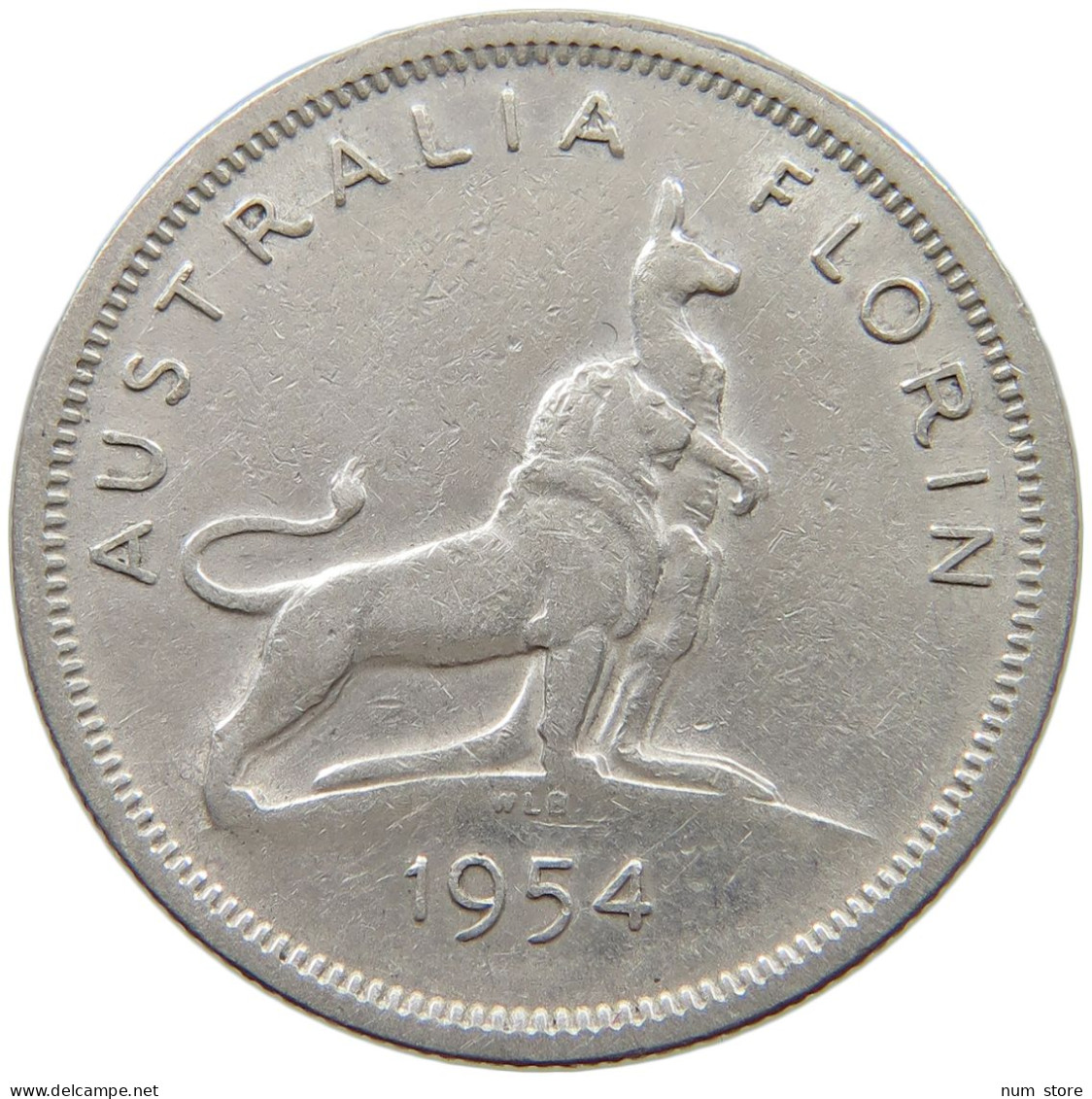 AUSTRALIA FLORIN 1954 Elizabeth II. (1952-) #a082 0157 - Florin