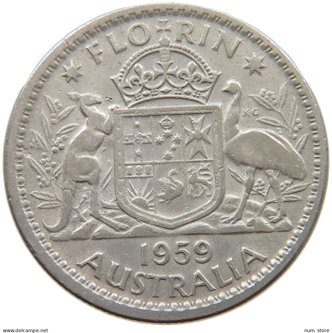 AUSTRALIA FLORIN 1959 Elizabeth II. (1952-) #a082 0151 - Florin