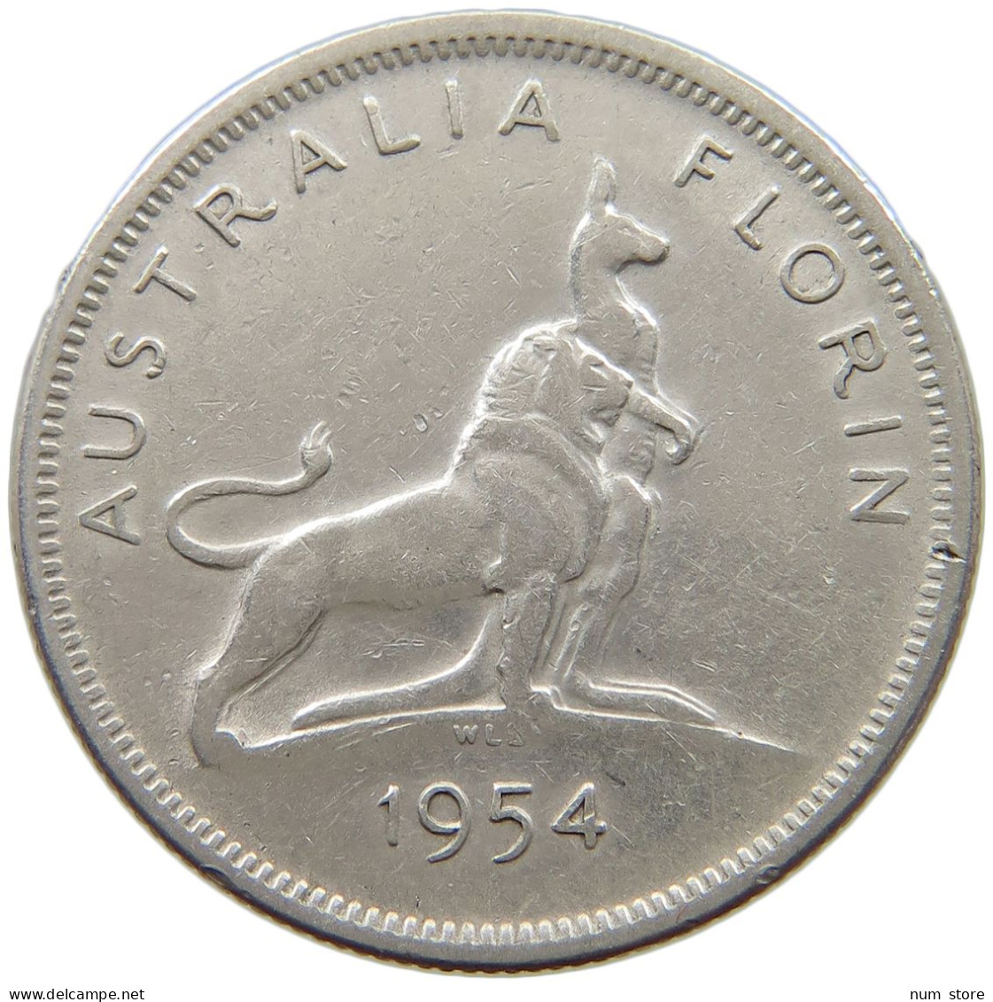 AUSTRALIA FLORIN 1954 Elizabeth II. (1952-) #a082 0155 - Florin