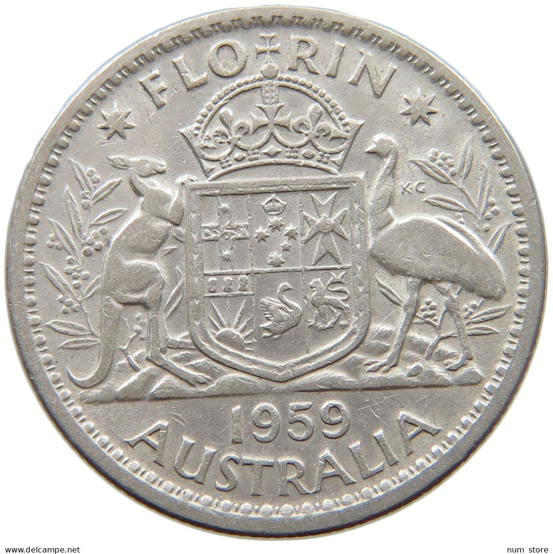 AUSTRALIA FLORIN 1959 Elizabeth II. (1952-) #a082 0153 - Florin