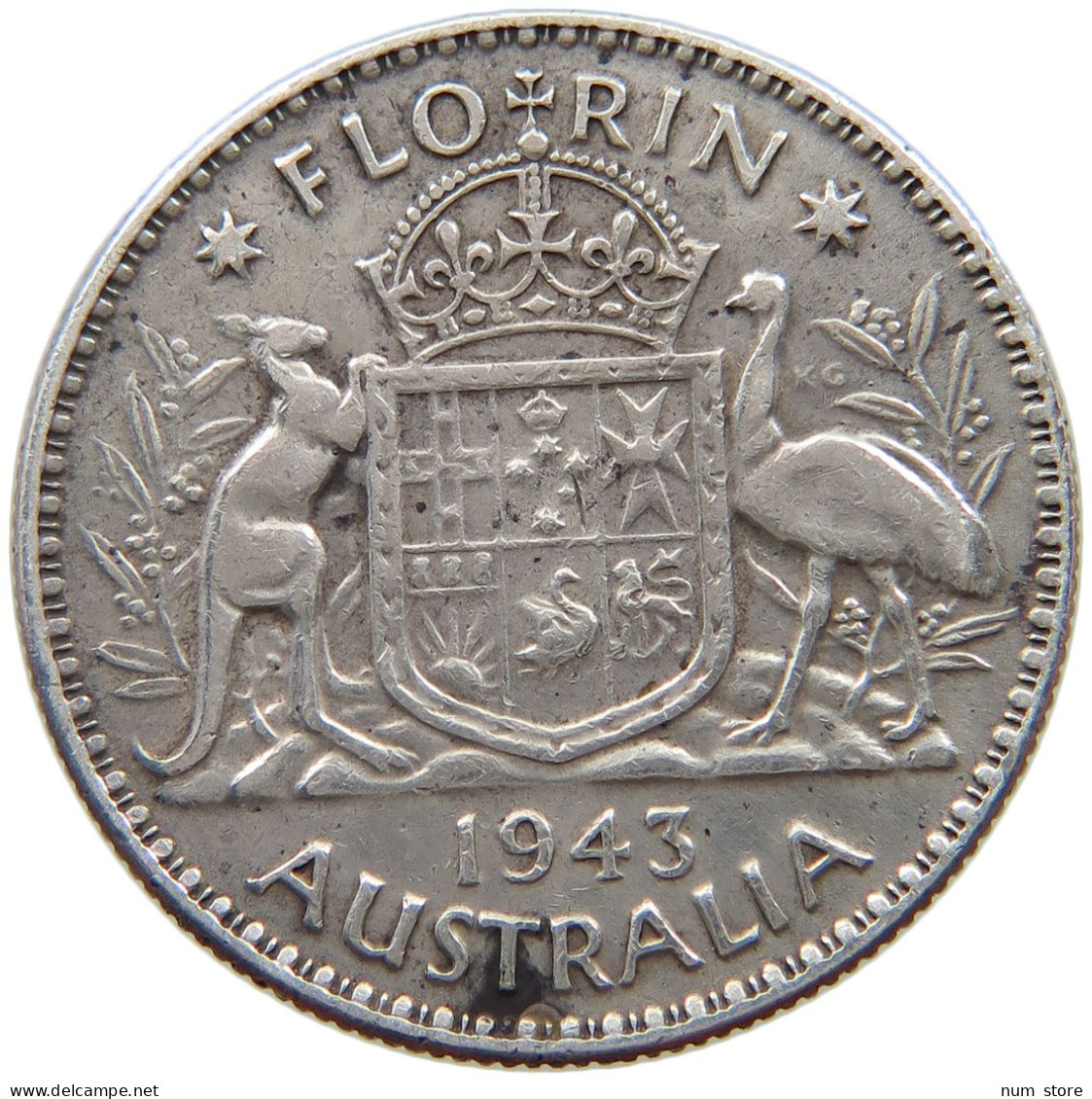 AUSTRALIA FLORIN 1943 George VI. (1936-1952) #a068 0705 - Florin