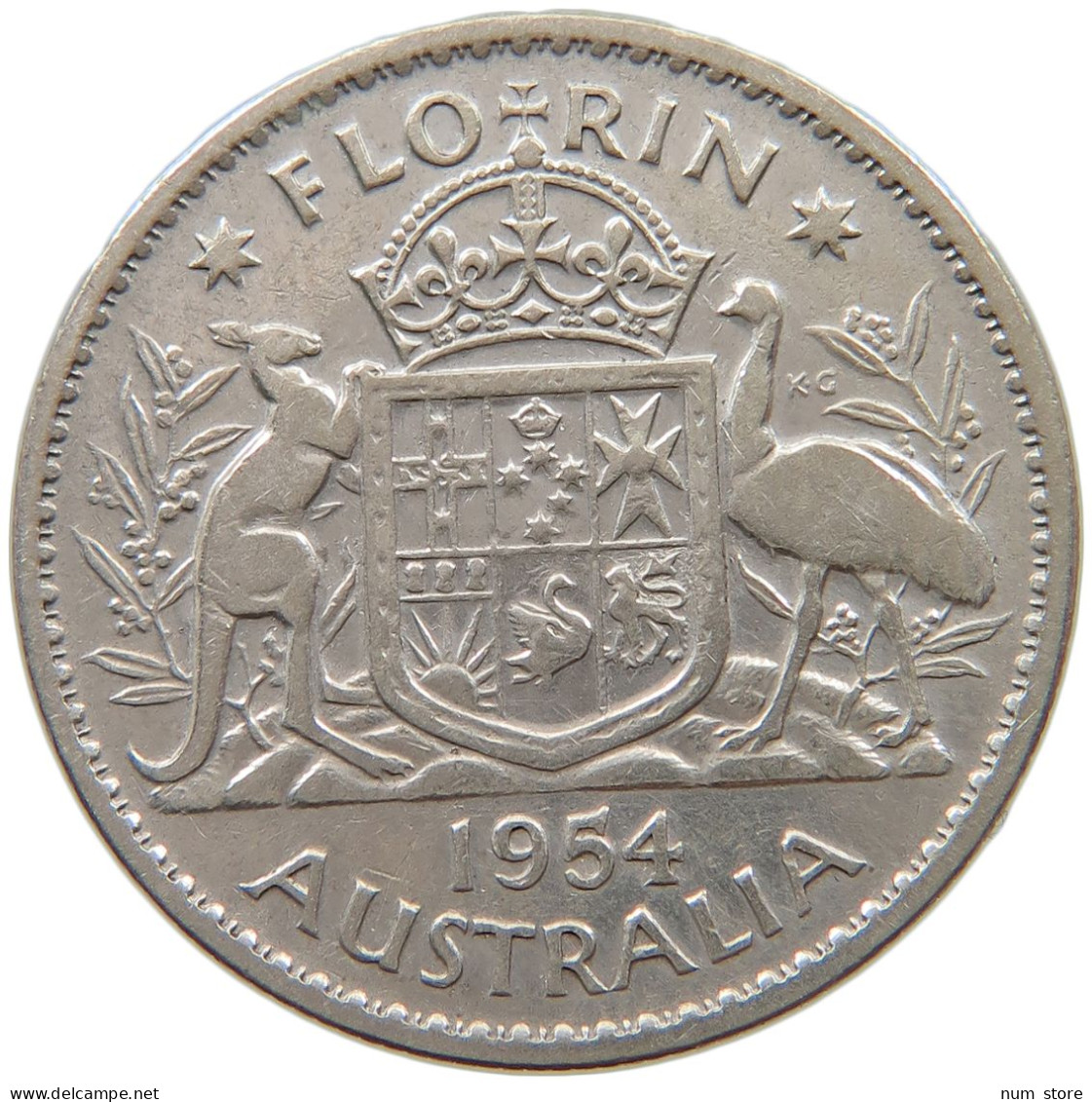 AUSTRALIA FLORIN 1954 Elizabeth II. (1952-) #a063 0741 - Florin