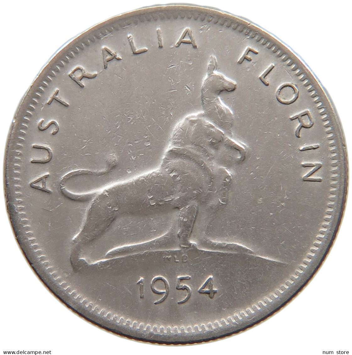 AUSTRALIA FLORIN 1954 Elizabeth II. (1952-) #a073 0651 - Florin