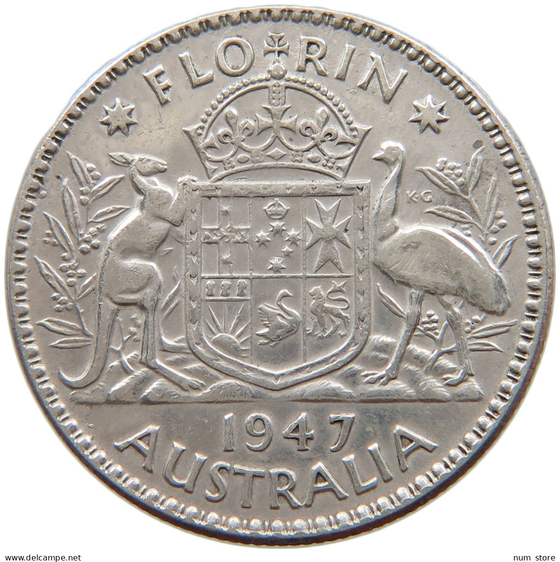 AUSTRALIA FLORIN 1947 George VI. (1936-1952) #a068 0707 - Florin