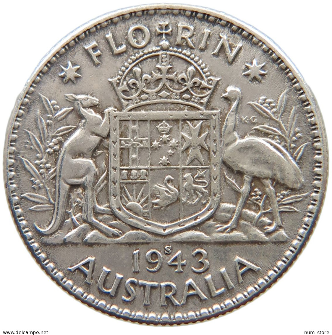 AUSTRALIA FLORIN 1943 S George VI. (1936-1952) #a068 0703 - Florin