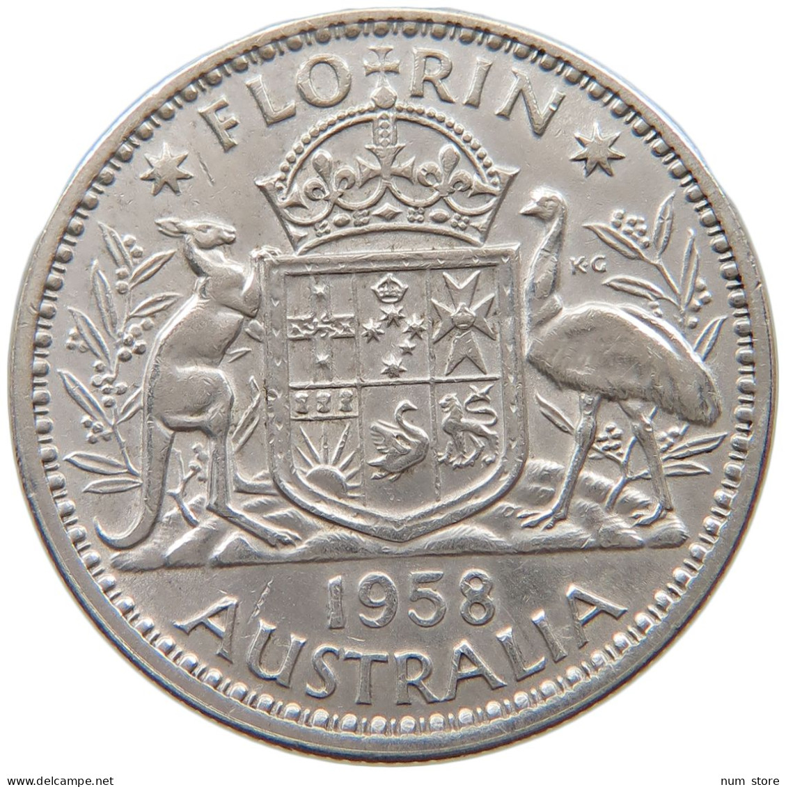 AUSTRALIA FLORIN 1958 Elizabeth II. (1952-) #a057 0593 - Florin