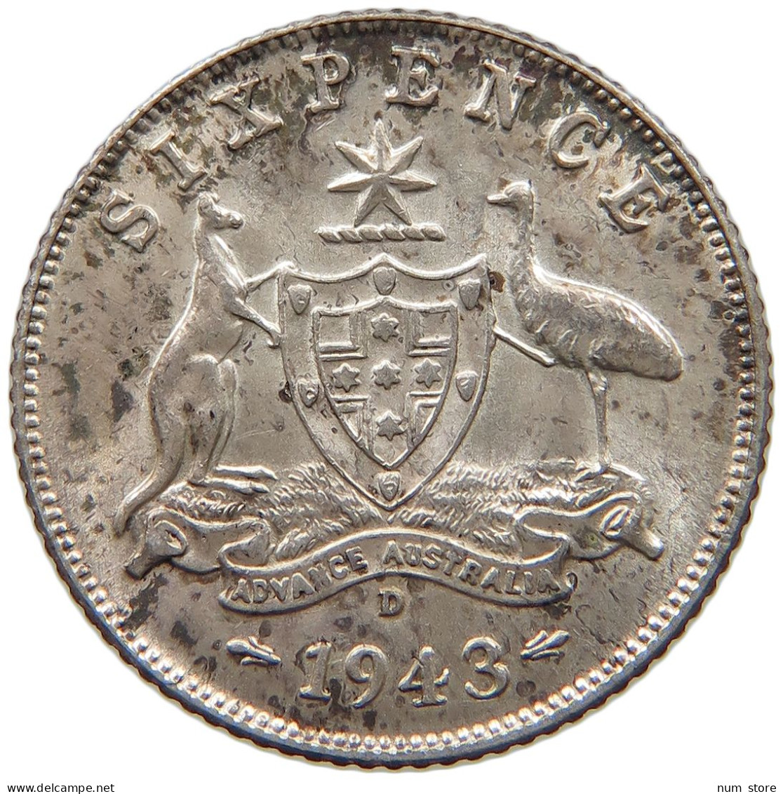 AUSTRALIA 6 PENCE 1943 D George VI. (1936-1952) #c032 0353 - Sixpence