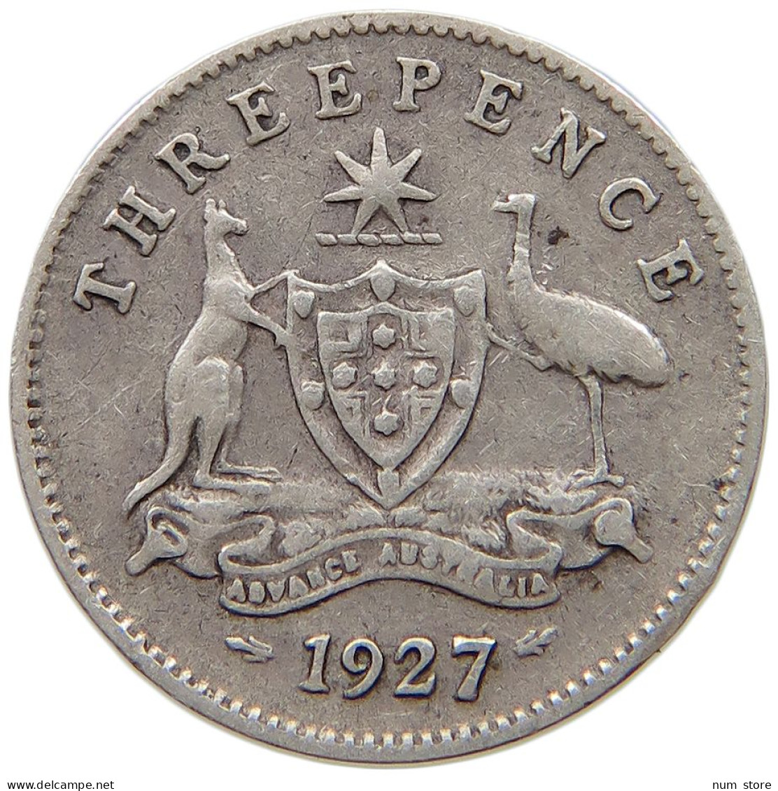 AUSTRALIA 3 PENCE 1927 George V. (1910-1936) #s035 0383 - Threepence