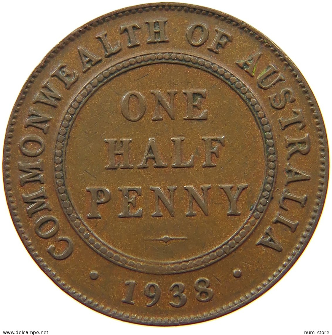 AUSTRALIA 1/2 PENNY 1938 George VI. (1936-1952) #s050 0113 - ½ Penny