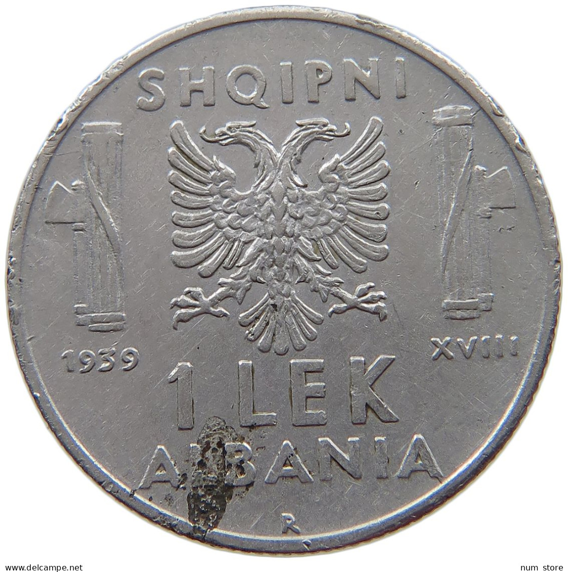 ALBANIA LEK 1939 Italian Occupation (1939-1943) #s070 0297 - Albanie