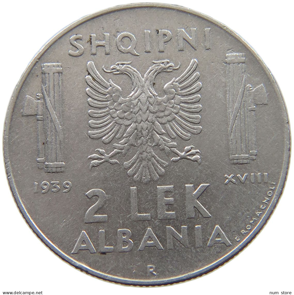 ALBANIA 2 LEK 1939  #t005 0067 - Albanië