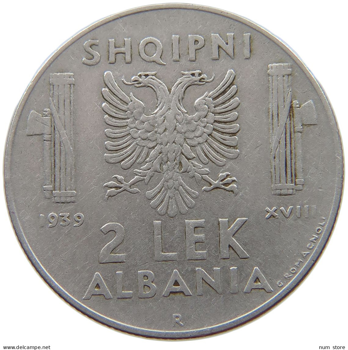 ALBANIA 2 LEK 1939  #s070 0201 - Albania