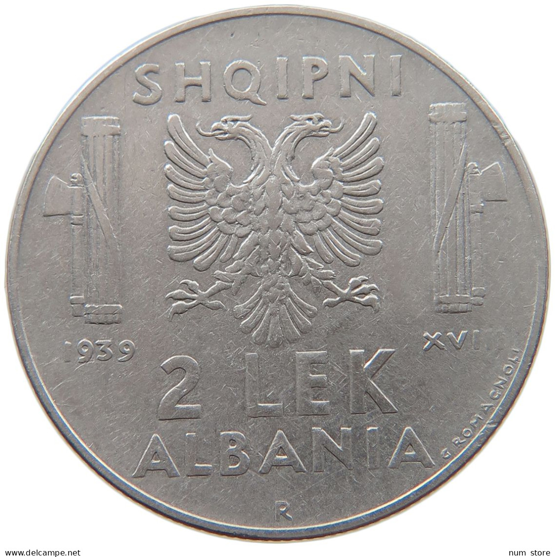 ALBANIA 2 LEK 1939  #s019 0035 - Albanië