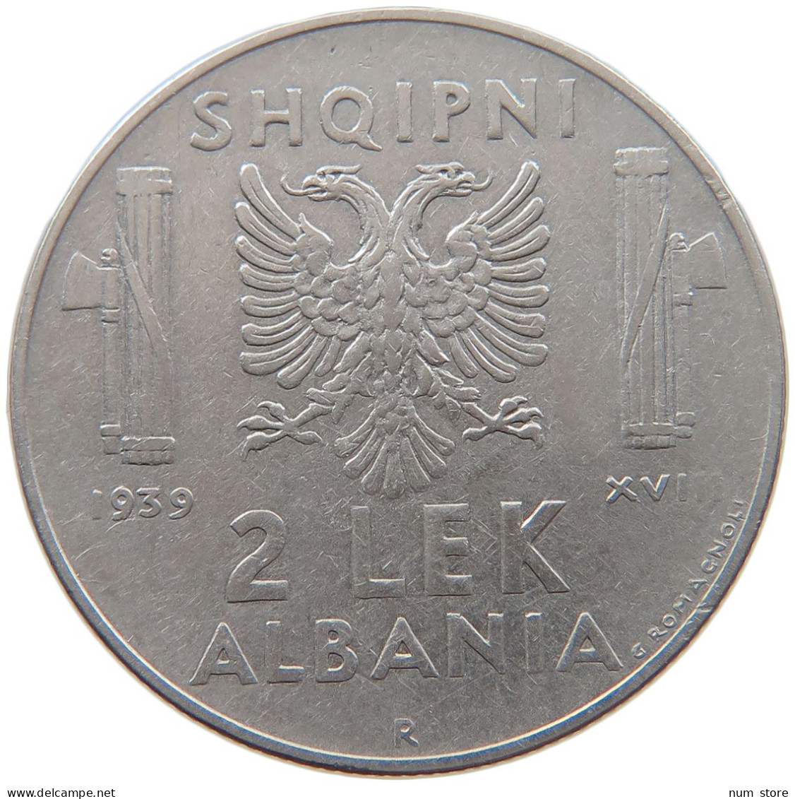 ALBANIA 2 LEK 1939  #s019 0035 - Albanie