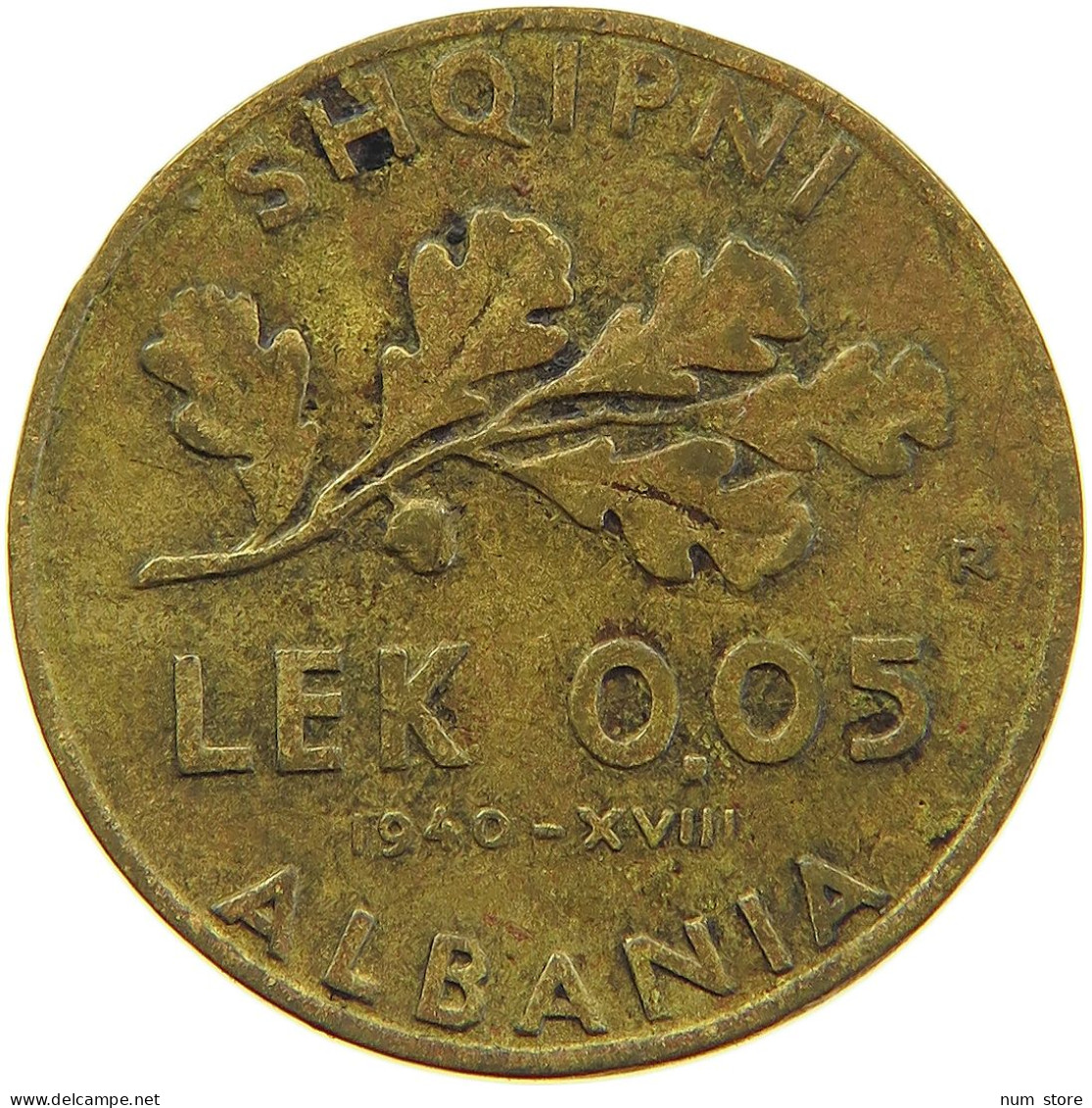 ALBANIA 0.05 LEK 1940  #s009 0225 - Albanië